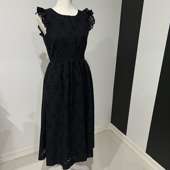 J. Crew Dresses & Skirts - Black Smocked Ruffled Midi Sundress